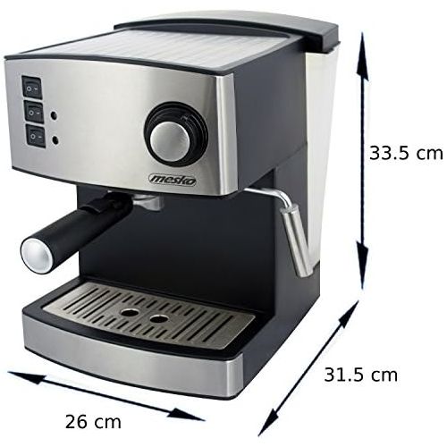  [아마존베스트]Mesko Espresso Machine, Cappuccino Machine, Coffee Machine, Milk Frother, Portafilter Espresso Machine, Electric Espresso Machine, Stainless Steel Design, 1.6 L Water Tank, 850 Watt, 15