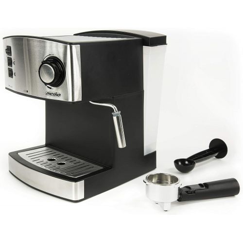  [아마존베스트]Mesko Espresso Machine, Cappuccino Machine, Coffee Machine, Milk Frother, Portafilter Espresso Machine, Electric Espresso Machine, Stainless Steel Design, 1.6 L Water Tank, 850 Watt, 15