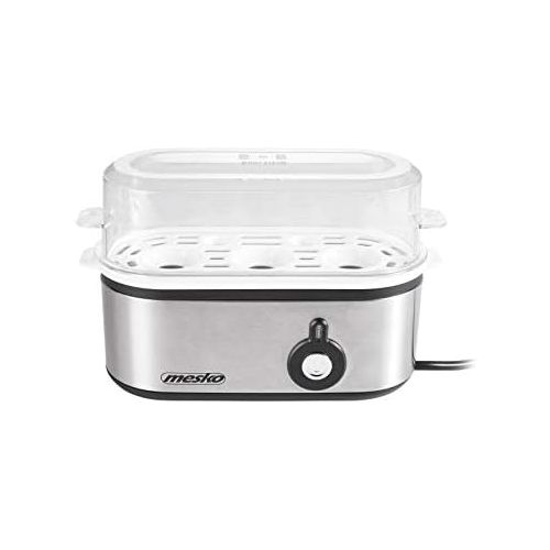  [아마존베스트]mesko MS 4485 3 Egg Boiler with Measuring Cup, 350 W, Cooking Accessories for Soft Hard Boiled Eggs, Indicator Light, Auto Shut-Off, Small, Silver/Black