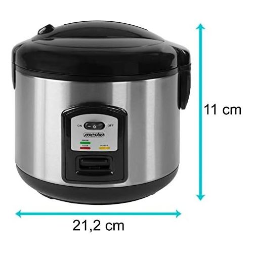  [아마존베스트]Mesko Rice Cooker | 1.5 Litres | 1000 Watt | Multi Cooker | Rice Cooker | Steamer | Stainless Steel Pressure Cooker | Rice Cooking Pot | Keep Warm Function | Automatic Shut-Off Function