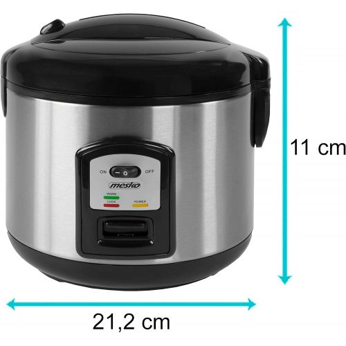  [아마존베스트]Mesko Rice Cooker | 1.5 Litres | 1000 Watt | Multi Cooker | Rice Cooker | Steamer | Stainless Steel Pressure Cooker | Rice Cooking Pot | Keep Warm Function | Automatic Shut-Off Function