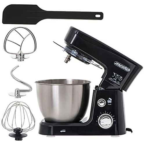  MESKO MS 4217 Food Processor, Kneading Machine with 3.5 L Bowl Made of Stainless Steel, 6 Speeds, Dough Hook, Whisk, 1200 W, Splash Guard, Mixer, Dough Machine