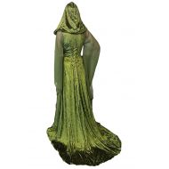 Mesodyn Womens Medieval Lace-up Vintage Hooded Cloak Robe Adult Costume Retro Cosplay Long Dress