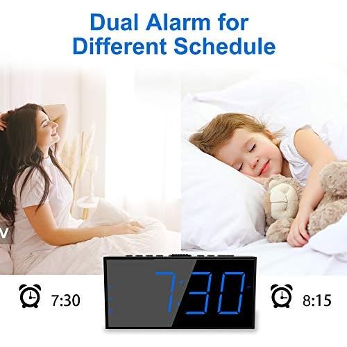  [아마존베스트]Mesqool Super Loud Alarm Clock with Bed Shaker for Deaf, Hearing Impaired,Heavy Sleepers,Dual Alarm, USB Charger, Large LED Display,Snooze,Easy to Set, DST 12/24H,Battery Backup, Adjustabl