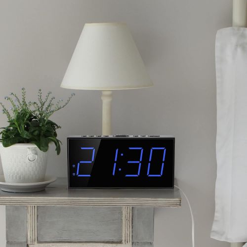  [아마존베스트]Mesqool Super Loud Alarm Clock with Bed Shaker for Deaf, Hearing Impaired,Heavy Sleepers,Dual Alarm, USB Charger, Large LED Display,Snooze,Easy to Set, DST 12/24H,Battery Backup, Adjustabl