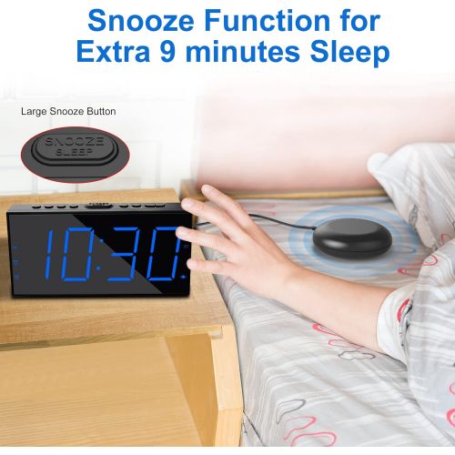  [아마존베스트]Mesqool Super Loud Alarm Clock with Bed Shaker for Deaf, Hearing Impaired,Heavy Sleepers,Dual Alarm, USB Charger, Large LED Display,Snooze,Easy to Set, DST 12/24H,Battery Backup, Adjustabl