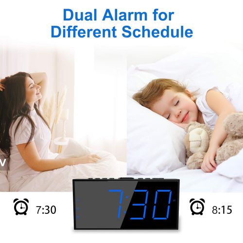  [아마존베스트]Mesqool Super Loud Alarm Clock with Bed Shaker for Deaf, Hearing Impaired,Heavy Sleepers,Dual Alarm, USB Charger, Large LED Display,Snooze,Easy to Set, DST 12/24H,Battery Backup, Adjustabl