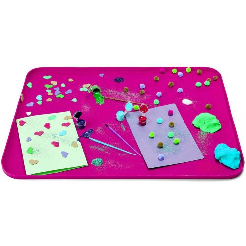  MessMatz PlaSmart Messmatz Silicone Mat for Crafts, Snacks, Playtime (24 x 18) (Pink)