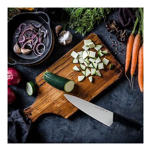  Messermeister Pro Series 10” Wide-Blade Chef’s Knife - German X50 Stainless Steel & NSF-Approved PolyFibre Handle - 15-Degree Edge, Rust Resistant & Easy to Maintain - Made in Portugal