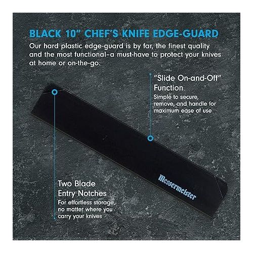 Messermeister 10” Chef’s Edge-Guard, Black - Fashionable & Functional Knife Protector for Chef’s & Wide-Blade Knives - 2 Blade Entry Notches - 10.5” x 1.9375”
