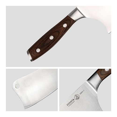  Messermeister Avanta 7” Heavy Meat Cleaver - German X50 Stainless Steel - Rust Resistant & Easy to Maintain