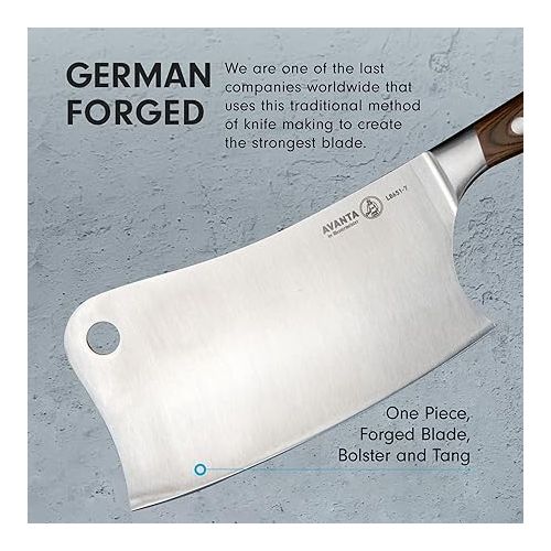  Messermeister Avanta 7” Heavy Meat Cleaver - German X50 Stainless Steel - Rust Resistant & Easy to Maintain