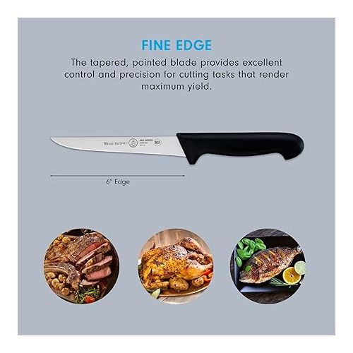  Messermeister Pro Series 6” Stiff Boning Knife - German X50 Stainless Steel & NSF-Approved PolyFibre Handle - 15-Degree Edge, Rust Resistant & Easy to Maintain - Made in Portugal