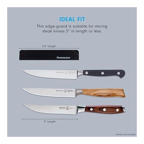  Messermeister 6-Piece Steak Knife Edge-Guard, Black - Fashionable & Functional Knife Protector for Steak Knives - 2 Blade Entry Notches - Includes 6 Steak Knife Edge Guards