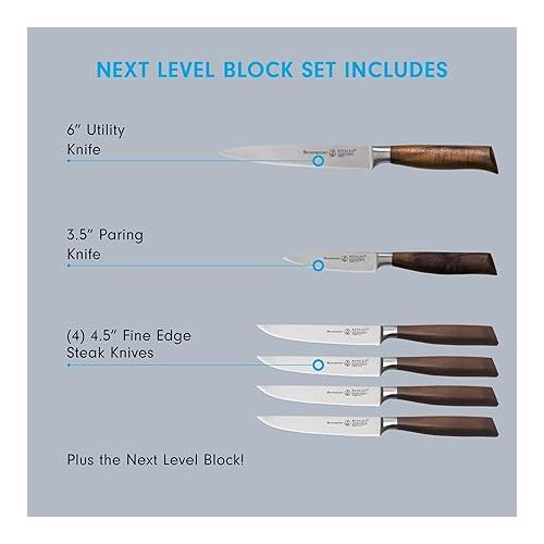  Messermeister Royale Elite 11-Piece Next Level Block Set - Includes 6 Speciality Knives, 4 Steak Knives & Knife Block