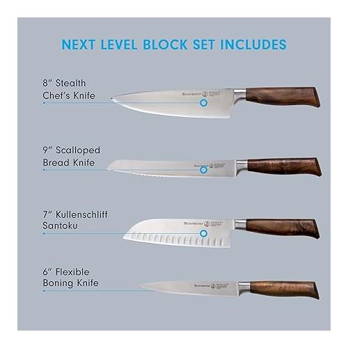  Messermeister Royale Elite 11-Piece Next Level Block Set - Includes 6 Speciality Knives, 4 Steak Knives & Knife Block