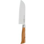 Messermeister Oliva Elite 7” Kullenschliff Santoku Knife - Japanese Chef’s Knife - German Steel Alloy Blade & Mediterranean Wood Handle - Rust Resistant & Easy to Maintain