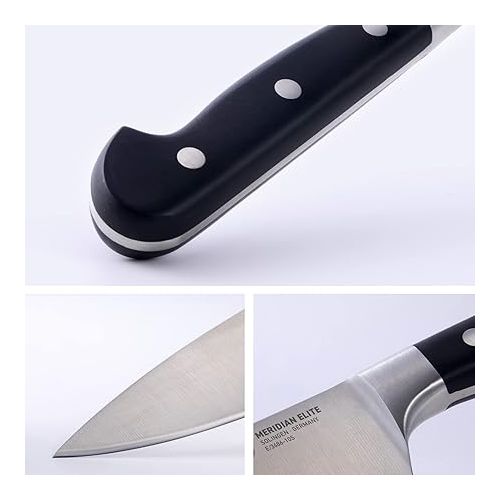  Messermeister Meridian Elite 10” Stealth Chef’s Knife - Fine German Steel Alloy Blade - Rust Resistant & Easy to Maintain