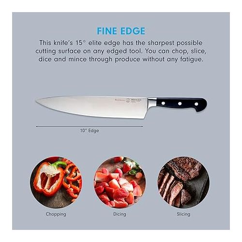  Messermeister Meridian Elite 10” Stealth Chef’s Knife - Fine German Steel Alloy Blade - Rust Resistant & Easy to Maintain