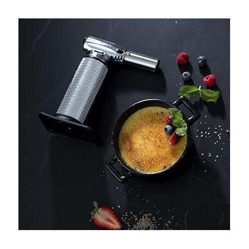  Messermeister Cheflamme Culinary Torch - Up to 2,000 Degrees Fahrenheit & 200 Minute Burn Time - Self-igniting Piezo Ignition - Child-Proof Safety Lock - Fuel Sold Separately