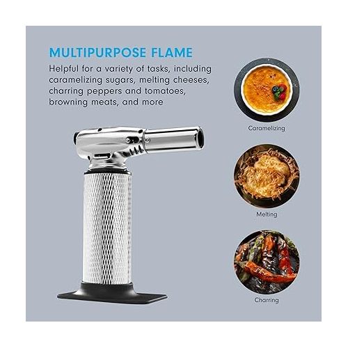  Messermeister Cheflamme Culinary Torch - Up to 2,000 Degrees Fahrenheit & 200 Minute Burn Time - Self-igniting Piezo Ignition - Child-Proof Safety Lock - Fuel Sold Separately