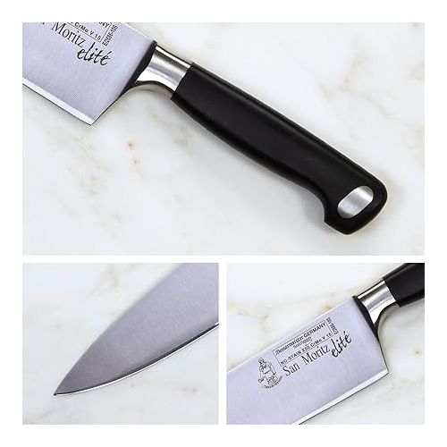  Messermeister San Moritz Elite 10” Stealth Chef’s Knife - Fine German Steel Alloy Blade - Rust Resistant & Easy to Maintain