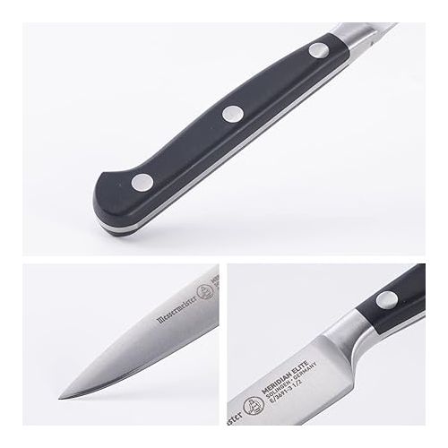  Messermeister Meridian Elite 3.5” Spear Point Paring Knife - Fine German Steel Alloy Blade - Rust Resistant & Easy to Maintain