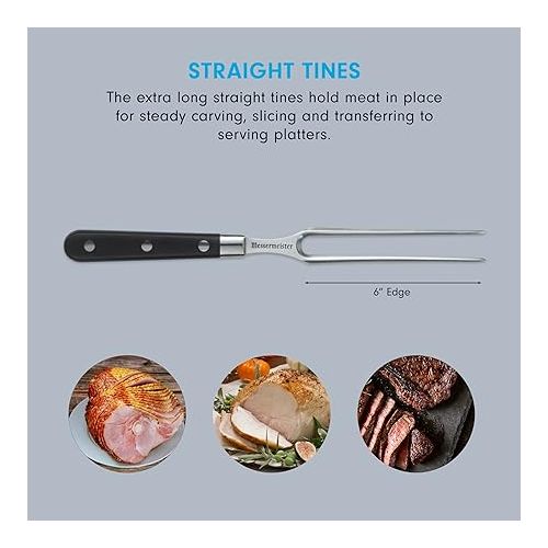  Messermeister Meridian Elite 6” Straight Carving Fork - Fine German Steel Alloy - Rust Resistant & Easy to Maintain