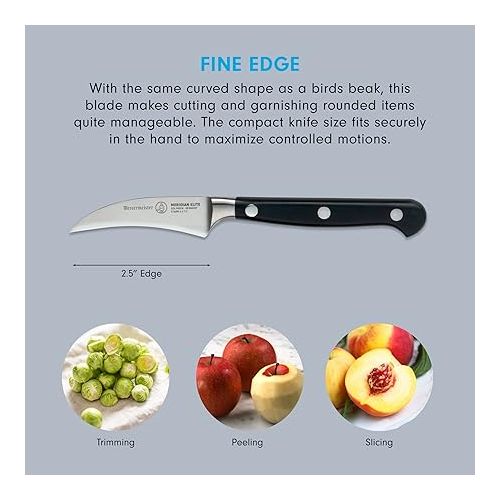  Messermeister Meridian Elite 2.5” Garnishing Knife - Fine German Steel Alloy Blade - Rust Resistant & Easy to Maintain