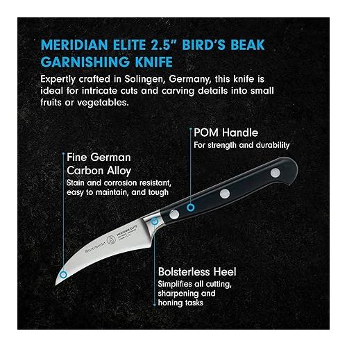  Messermeister Meridian Elite 2.5” Garnishing Knife - Fine German Steel Alloy Blade - Rust Resistant & Easy to Maintain