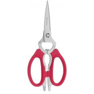 Messermeister 8-Inch Take-Apart Kitchen Scissors, Red - Includes Screwdriver, Nut Cracker, Jar Lid Opener/Gripper, Bottle Opener & Bone + Twig Cutter - Suitable for Lefties & Righties