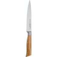 Messermeister Oliva Elite 6” Utility Knife - Fine German Steel Alloy Blade & Natural Mediterranean Olive Wood Handle - Rust Resistant & Easy to Maintain
