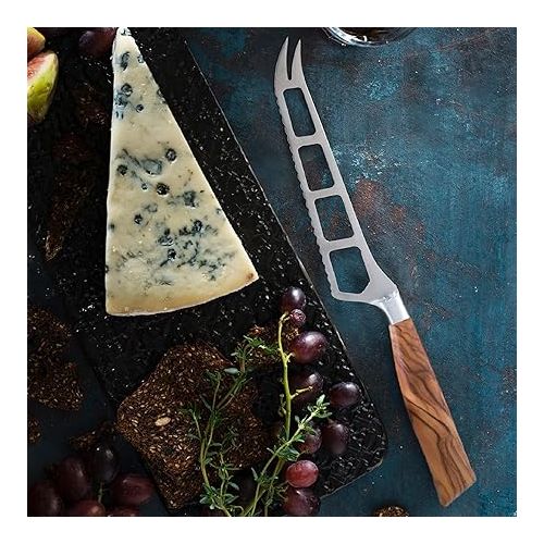  Messermeister Oliva Elite 5.5” Cheese & Tomato Knife - Fine German Steel Alloy Blade & Natural Mediterranean Olive Wood Handle - Rust Resistant & Easy to Maintain