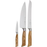 Messermeister Oliva Elite Professional 3 Piece German 8 Inch Chef, 6 Inch Utility, and 3.5 Inch Parer Multi Purpose Kitchen Knife Set,Brown