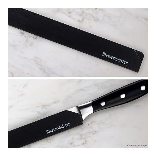  Messermeister 10” Slicer Edge-Guard, Black - Fashionable & Functional Knife Protector for Carving & Slim-Blade Knives - 2 Blade Entry Notches - 10.5” x 0.9375”