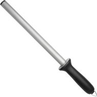 Messermeister 10” Diamond Oval Sharpening Rod - Knife Sharpener - Fast-Cutting 800 Grit Diamond Abrasive - Ergonomic Handle & Non-Marking Tip