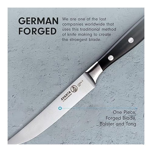  Messermeister Avanta 5” Fine Edge Steak Knife Set - German X50 Stainless Steel - Rust Resistant & Easy to Maintain - Includes 4 Steak Knives