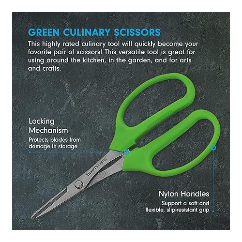  Messermeister 6-Inch Culinary Scissors, Green - All-Purpose Kitchen Scissors - 2Cr13 Stainless Steel & Nylon Slip-Resistant Handles