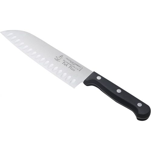  Messermeister Handcrafted Park Plaza Kullenschliff Santoku Knife, Black, 7-Inch