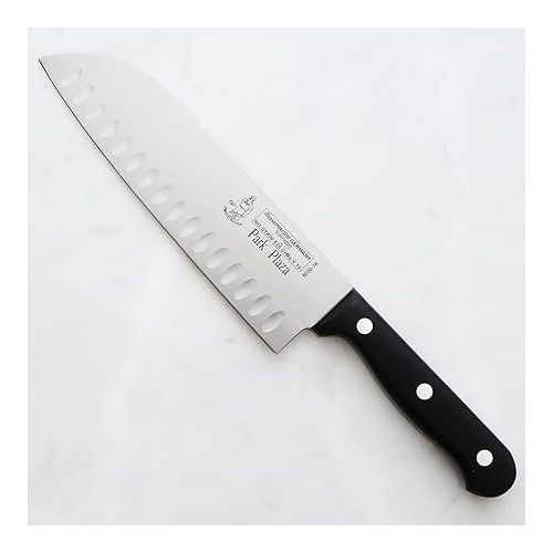  Messermeister Handcrafted Park Plaza Kullenschliff Santoku Knife, Black, 7-Inch