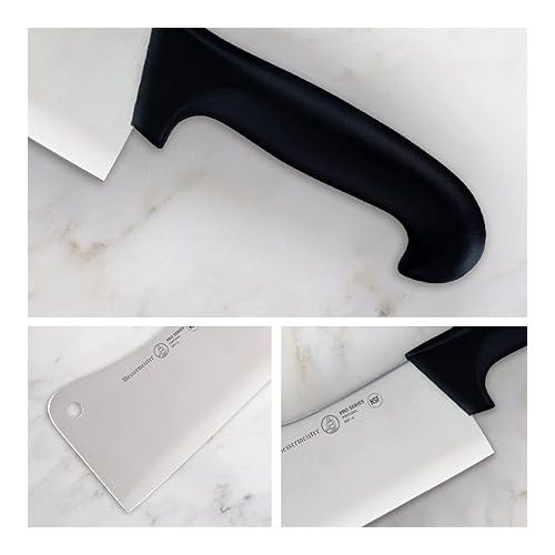  Messermeister Pro Series 6” Heavy Meat Cleaver - German X50 Stainless Steel & NSF-Approved PolyFibre Handle - 15-Degree Edge, Rust Resistant & Easy to Maintain - Made in Portugal