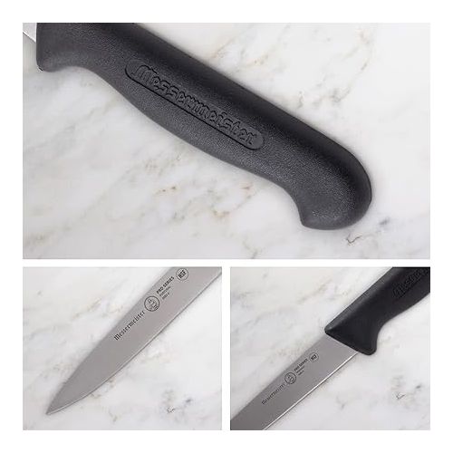  Messermeister Pro Series 4” Spear Point Paring Knife - German X50 Stainless Steel & NSF-Approved PolyFibre Handle - 15-Degree Edge, Rust Resistant & Easy to Maintain - Made in Portugal