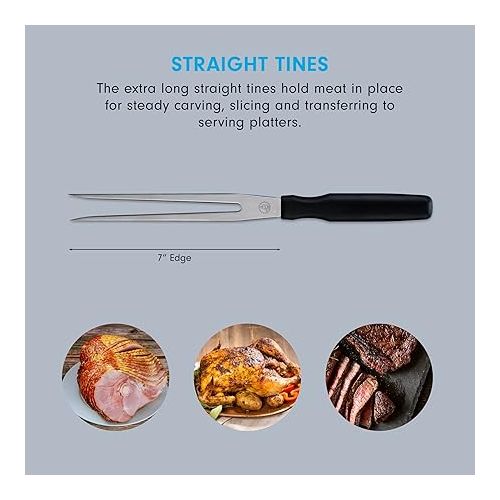  Messermeister Pro Series 7” Straight Carving Fork - German X50 Stainless Steel & NSF-Approved PolyFibre Handle - Rust Resistant & Easy to Maintain - Made in Portugal