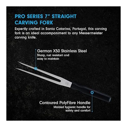  Messermeister Pro Series 7” Straight Carving Fork - German X50 Stainless Steel & NSF-Approved PolyFibre Handle - Rust Resistant & Easy to Maintain - Made in Portugal