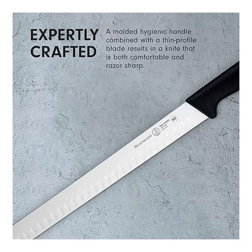  Messermeister Pro Series 12” Round-Tip Kullenschliff Slicer Knife - German X50 Stainless Steel & NSF-Approved PolyFibre Handle - 15-Degree Edge, Rust Resistant & Easy to Maintain - Made in Portugal