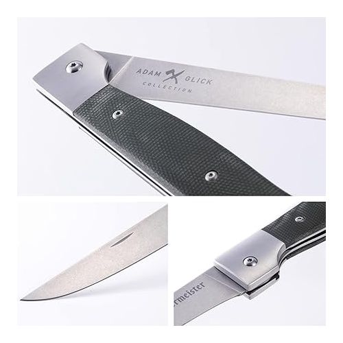  Messermeister Adventure Chef Folding 6” Fillet Knife - German Steel & Distressed Linen Handle - Rust Resistant & Easy to Maintain