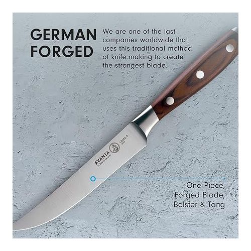  Messermeister Avanta 5” Fine Edge Steak Knife Set - Pack of 2 - German X50 Stainless Steel - Rust Resistant & Easy to Maintain - 8 Steak Knives Total