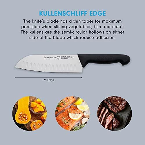  [아마존베스트]Messermeister Four Seasons Kullenschliff Santoku Knife, 7-Inch