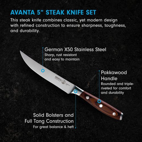  [아마존베스트]Messermeister Avanta Knife Bundle with (8 pc.) Steak Knife Pakkawood Gift Set German Steel