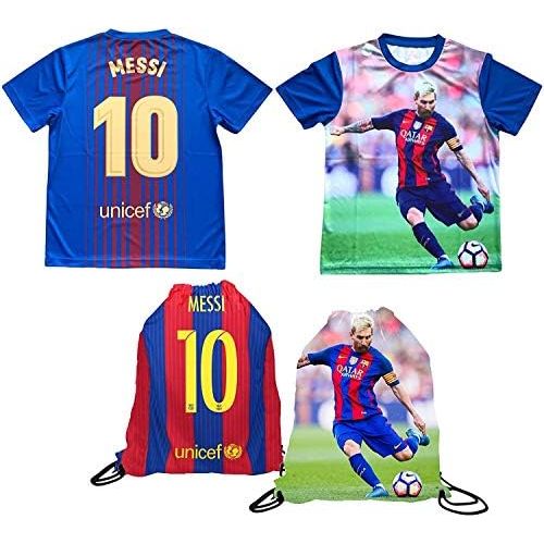  Messina Wear Lionel Messi Jersey Style Lightweight Breathable Picture T-Shirt Kids Gift Set Youth Sizes Soccer Backpack Gift Packaging